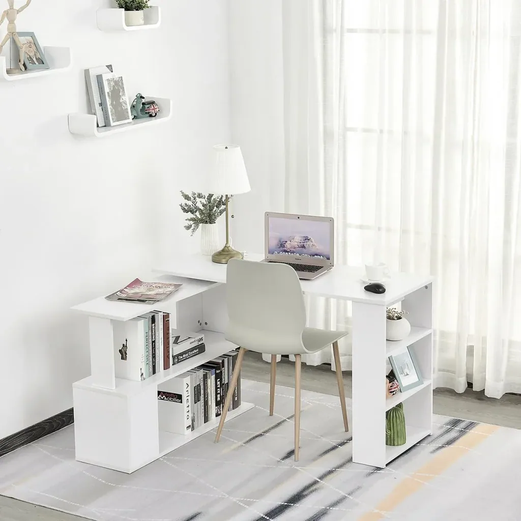 Computer desk with shelf white