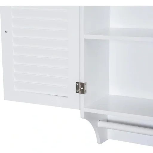 Wall cupboard hanging cupboard kitchen cupboard multi-purpose cupboard louvre doors wood white 60 x 22.5 x 64 cm