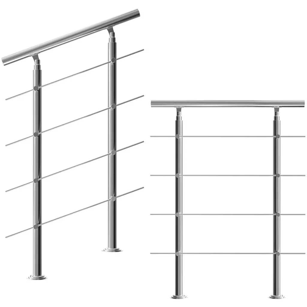 Handrail - stainless steel - 80 cm - 4 struts