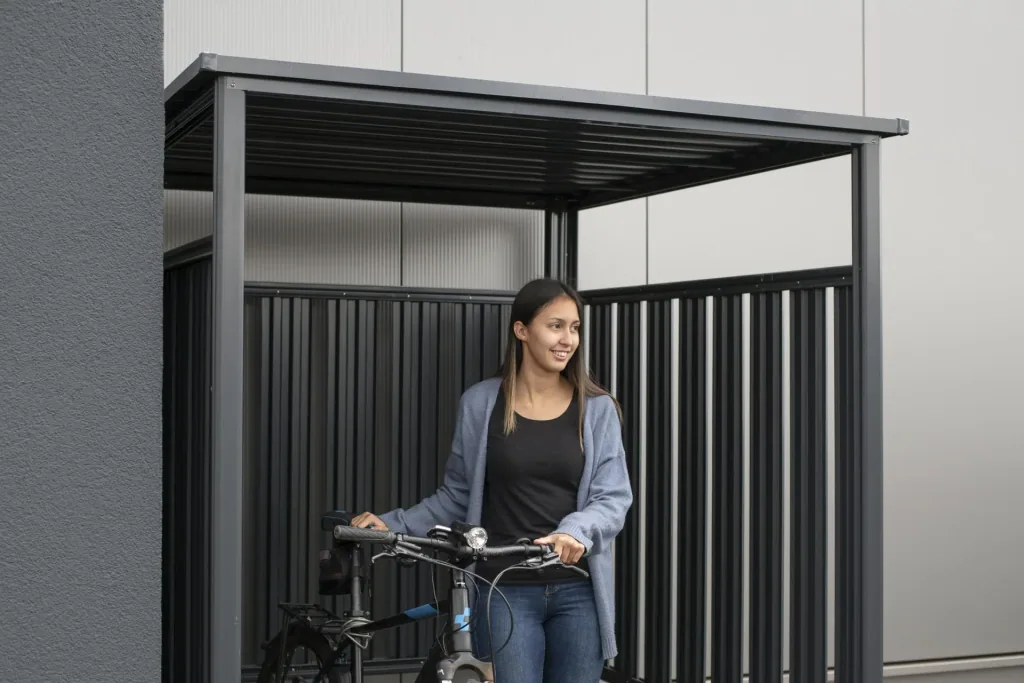 Abri et garage à vélos Westmann Fieta, 180×203×210 cm, Anthracite – Acier avec parois à lattes