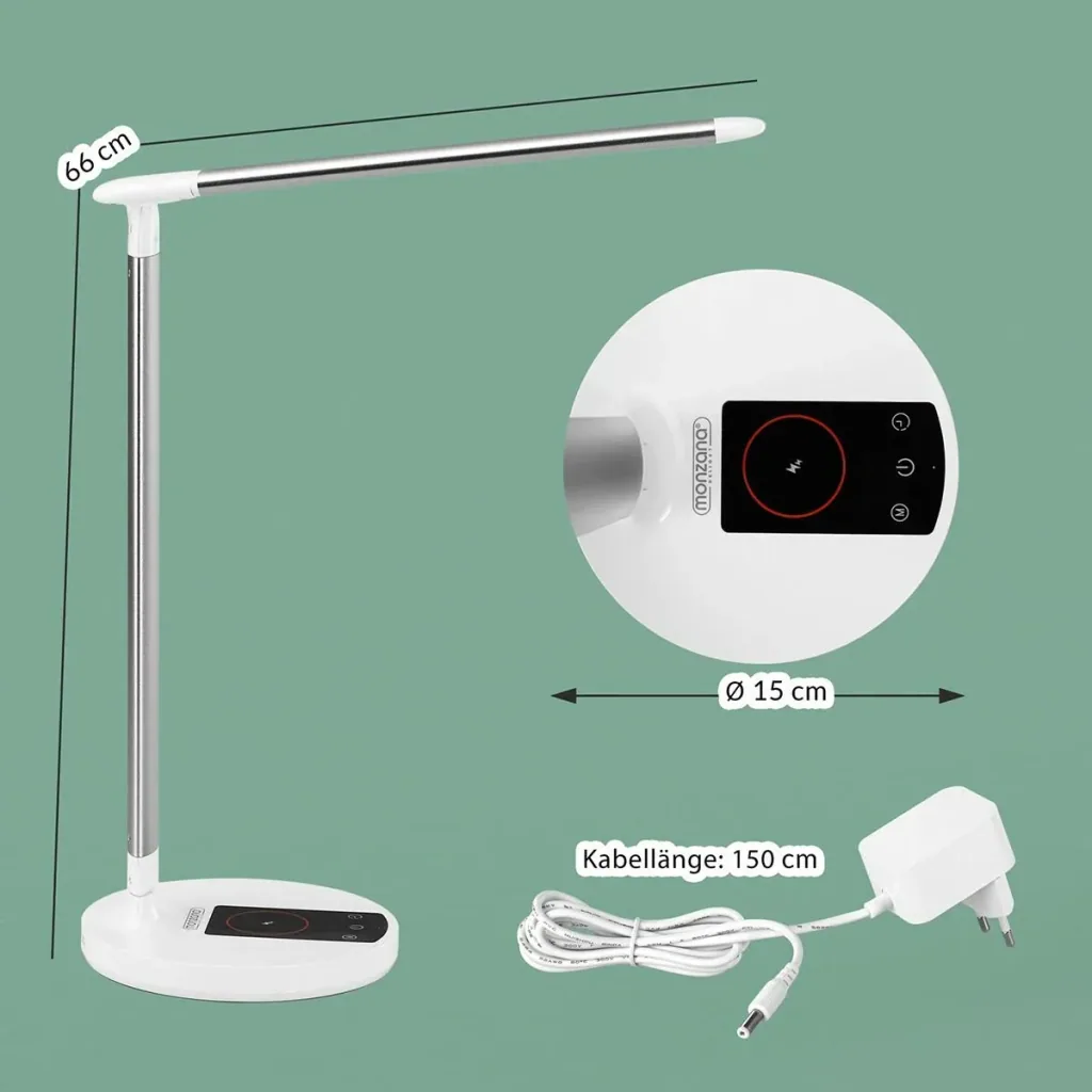 LED table lamp - dimmable - white/silver - 36 x 5 cm