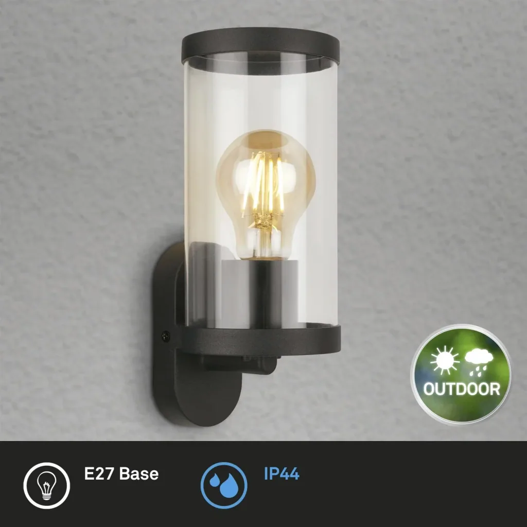 Outdoor light, 1-flame, metal-plastic / black, IP44, E27 socket