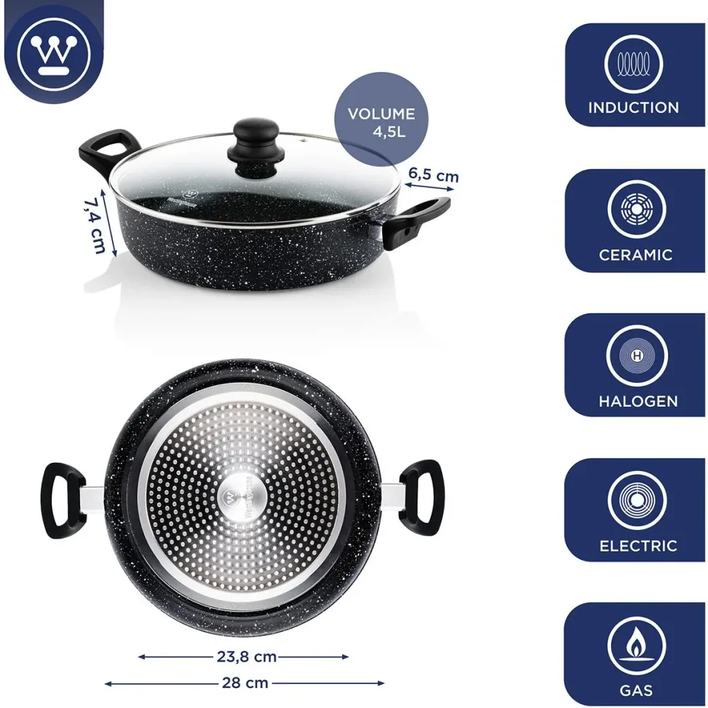 Black Marble Frying Pan - 28 cm