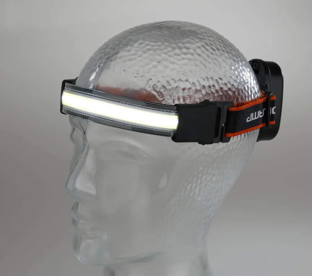 COB LED band headlamp with 3-way light mode, 200 lumens