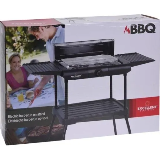 Excellent Electrics Electric Grill - two side shelves, warming rack, additional plate - 2000W - Black