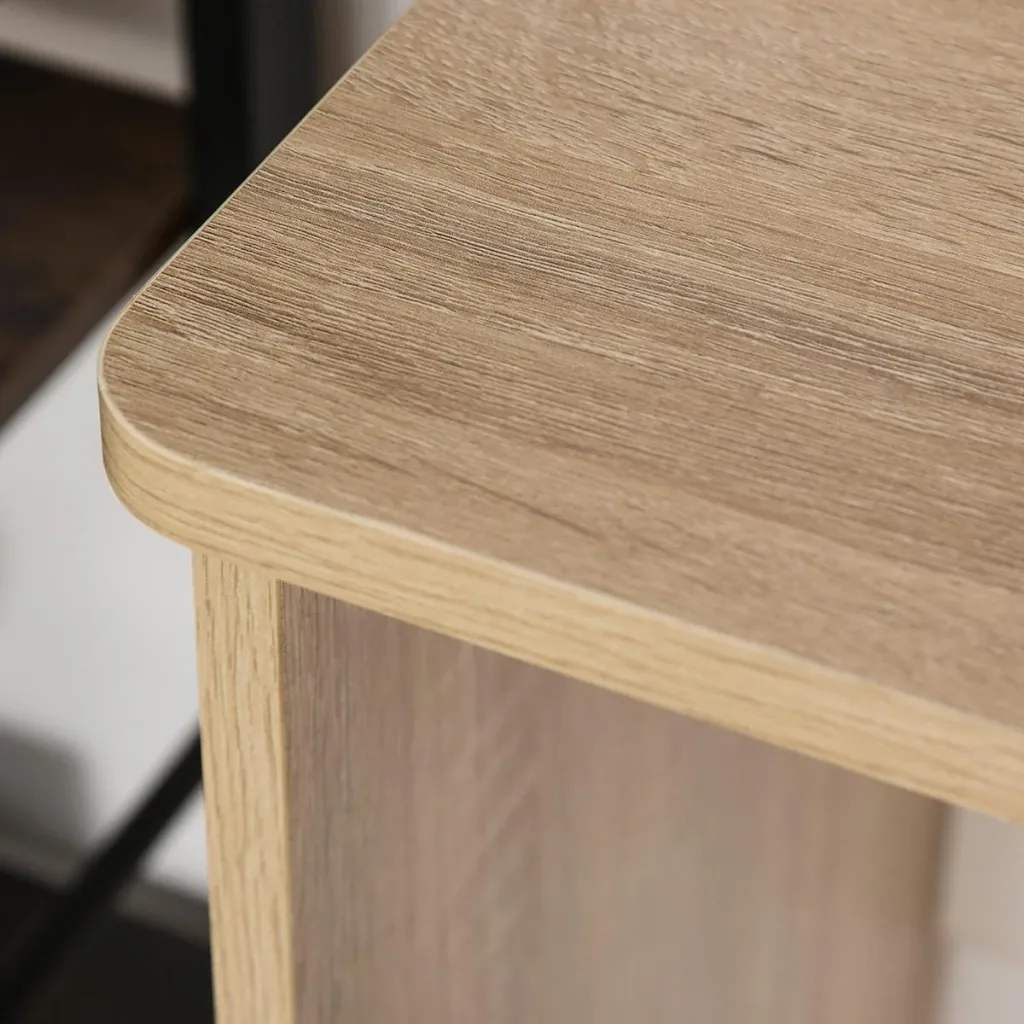 Desk with side shelf natural, white