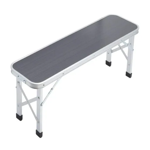Camping bench 3 pieces gray aluminum foldable