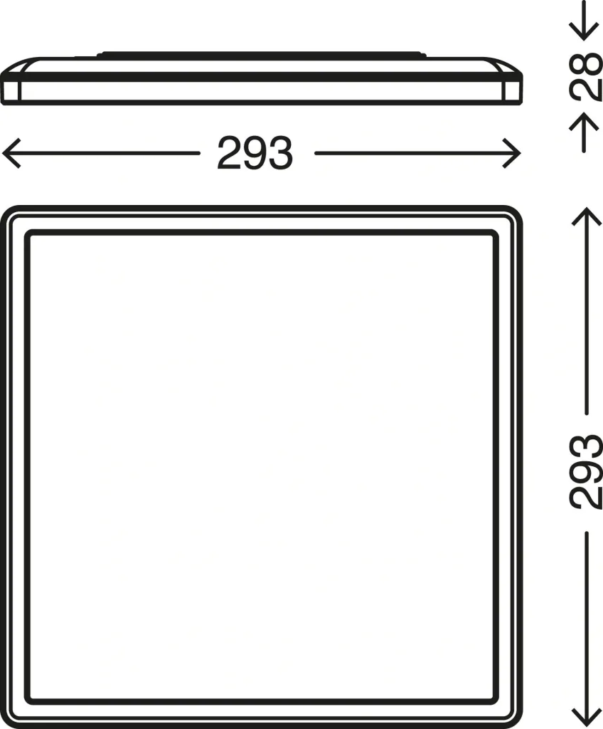 Ultra-flat LED panel, square, 29.3 cm, 2400 lumens, 18 watts, white
