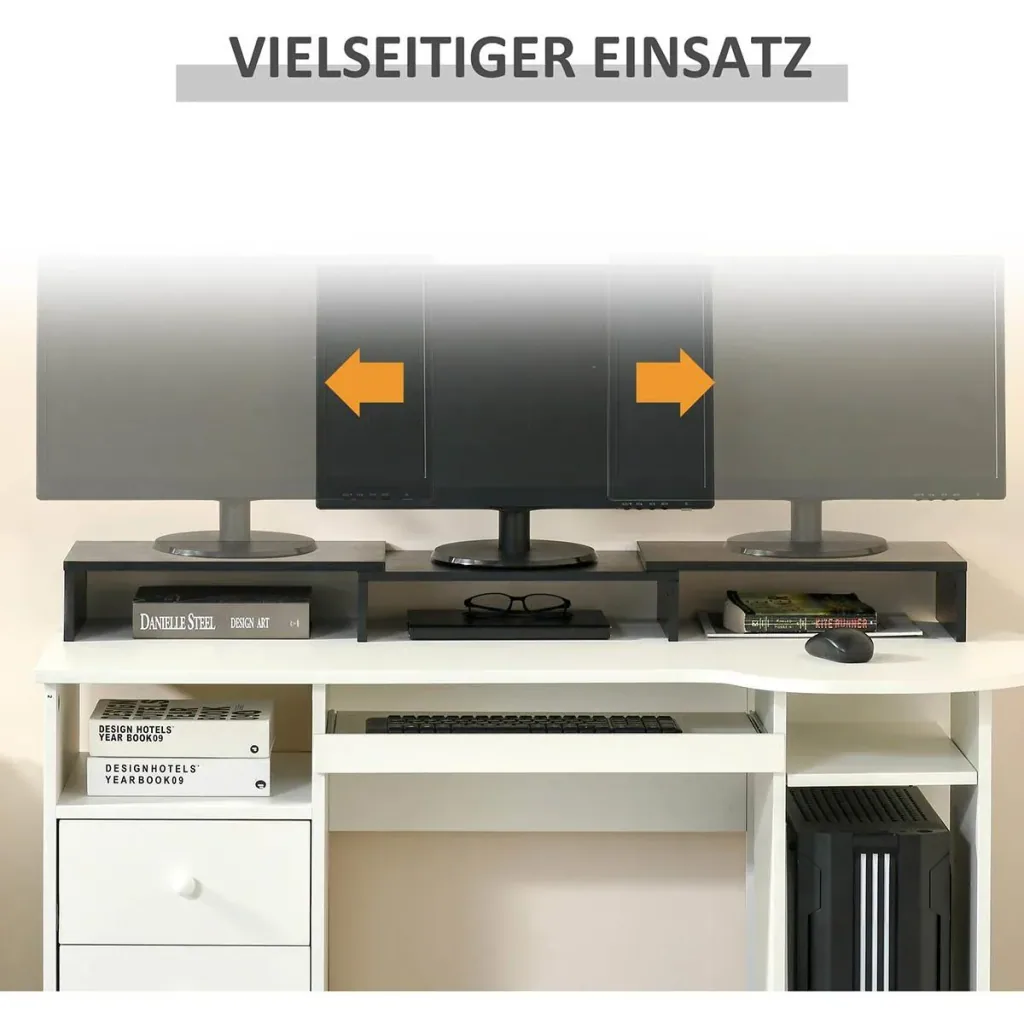 Monitor stand length angle adjustable double screen stand wooden shelf monitor holder for computer screen lapt