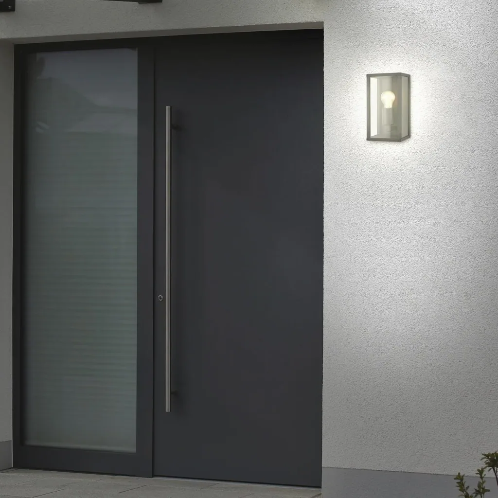 Luminaire extérieur, 1-foyer, IP44, métal-verre, noir, douille E27