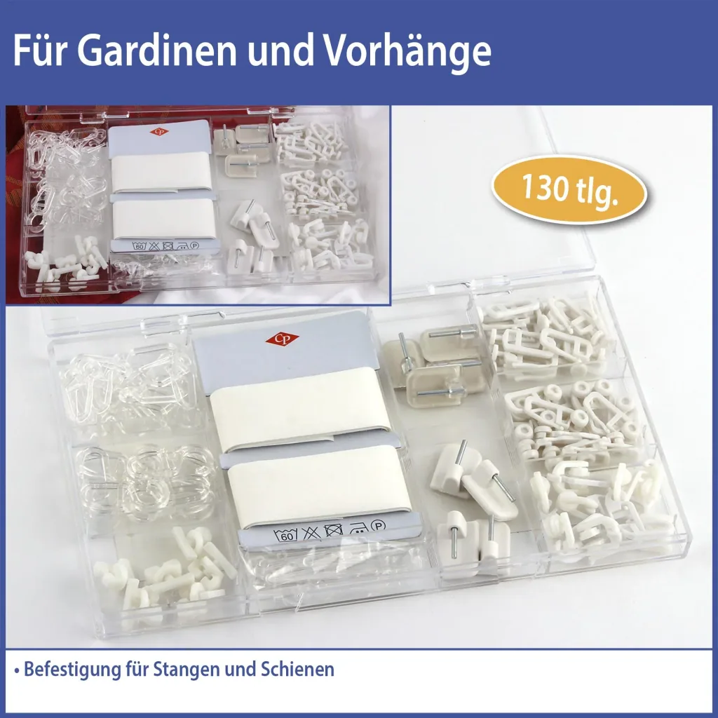 Curtain accessory set, 130 pieces