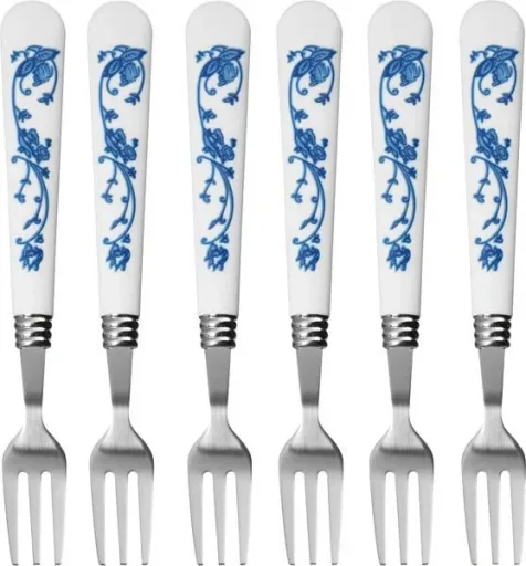 Cake forks with onion pattern, 6 pieces