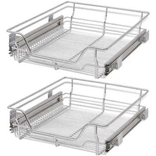 Wire baskets, extendable 2 pieces 500 mm silver-colored
