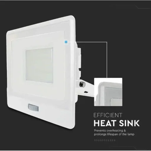 VT-158S LED Floodlight with Sensor - 50 W - 4000 Lm - 3000K - White