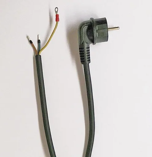 Câble H07RN-F3G 1,5mm², L=3 m, avec fiche coudée, pré-assemblé.