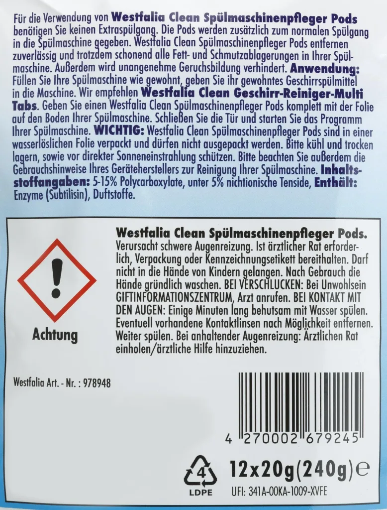 Dishwasher cleaner pods, set of 12