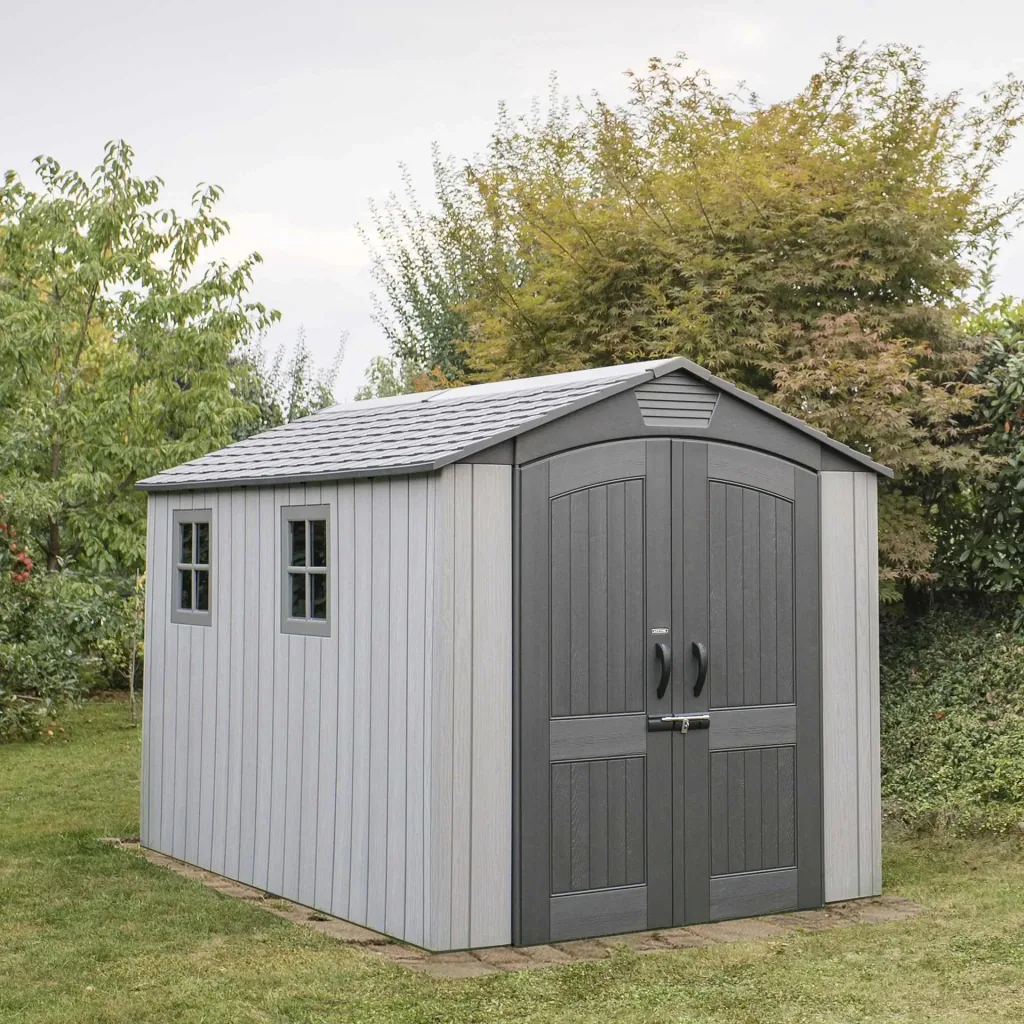 Abri de jardin Lifetime Terra 213×356×228 cm Gris – lucarne continue, verrouillable