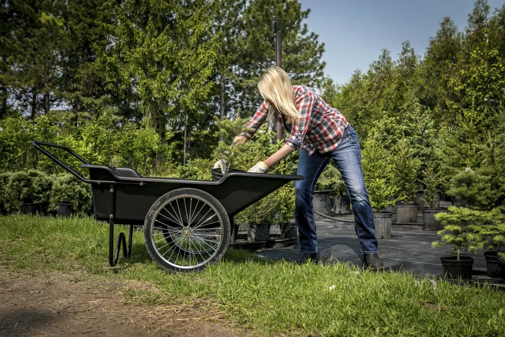 Brouette Premium 283L 74×165×74 cm Noire – 181 kg de charge utile, roues en caoutchouc plein