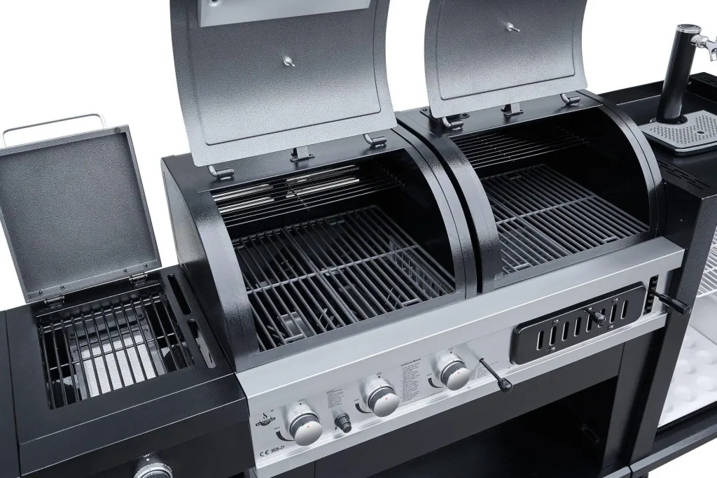 Grill combiné 3 en 1 avec refroidisseur à bière et système de tirage
