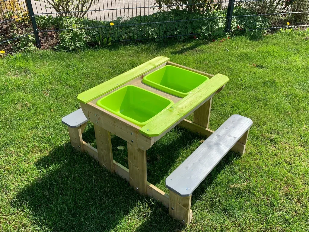 Wendi Toys Table de jeu et de boue Âne 100×79×52,5 cm Naturel – Bacs à sable/eau, couvercle comme table