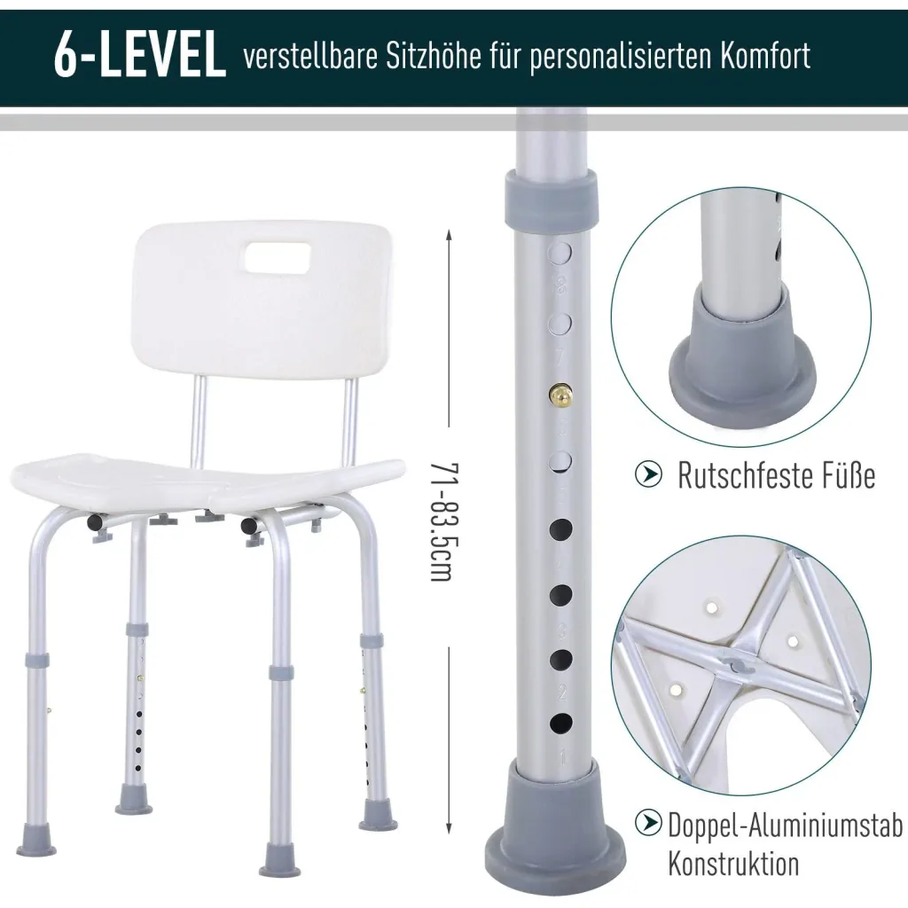 Height-adjustable shower chair