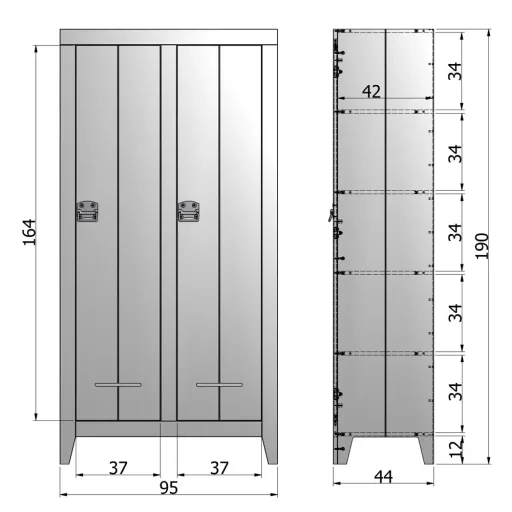 WOOOD Kluis Armoire-vestiaire gris acier