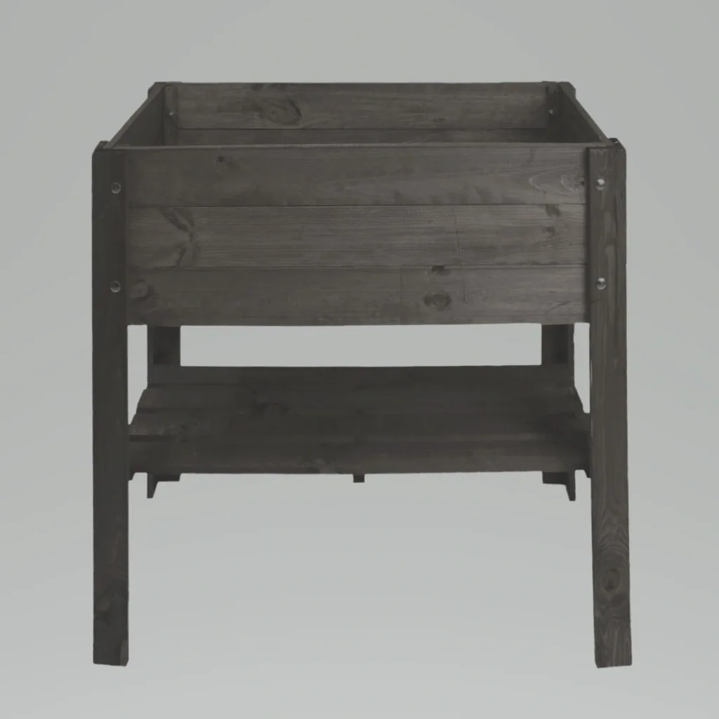Raised bed with wooden shelf - anthracite