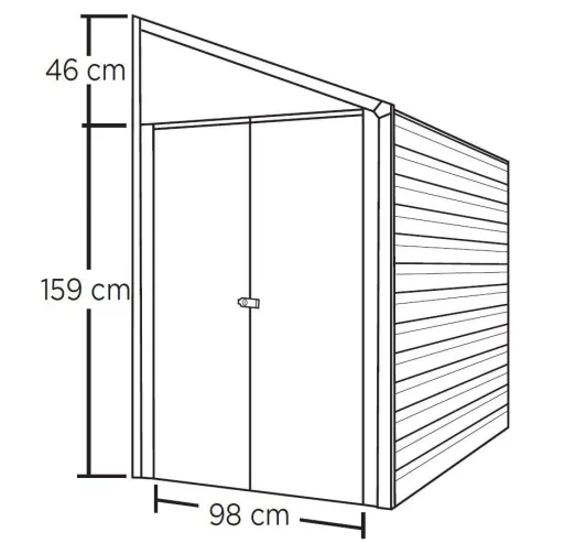 Abri de jardin adossé 47 203×124×208 cm Gris – Toit monopente & double porte, acier galvanisé