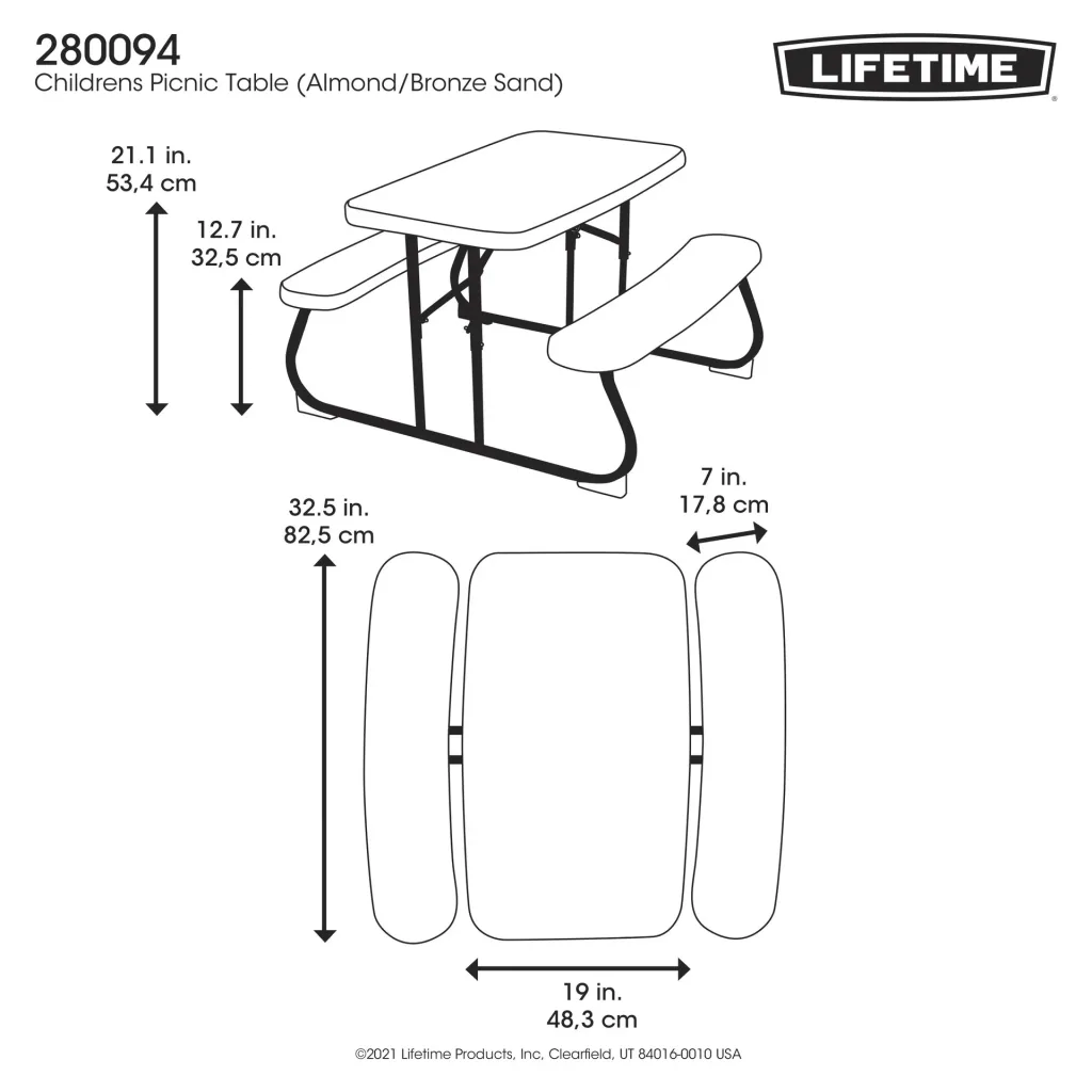 Ensemble pique-nique enfant Lifetime - rectangulaire - plastique