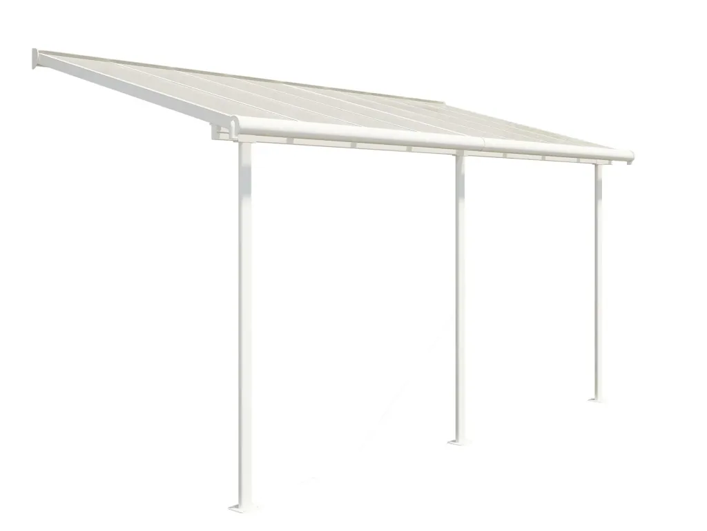 Palram Sierra Abri de terrasse 447 × 228 cm Blanc – Aluminium avec polycarbonate de 6 mm