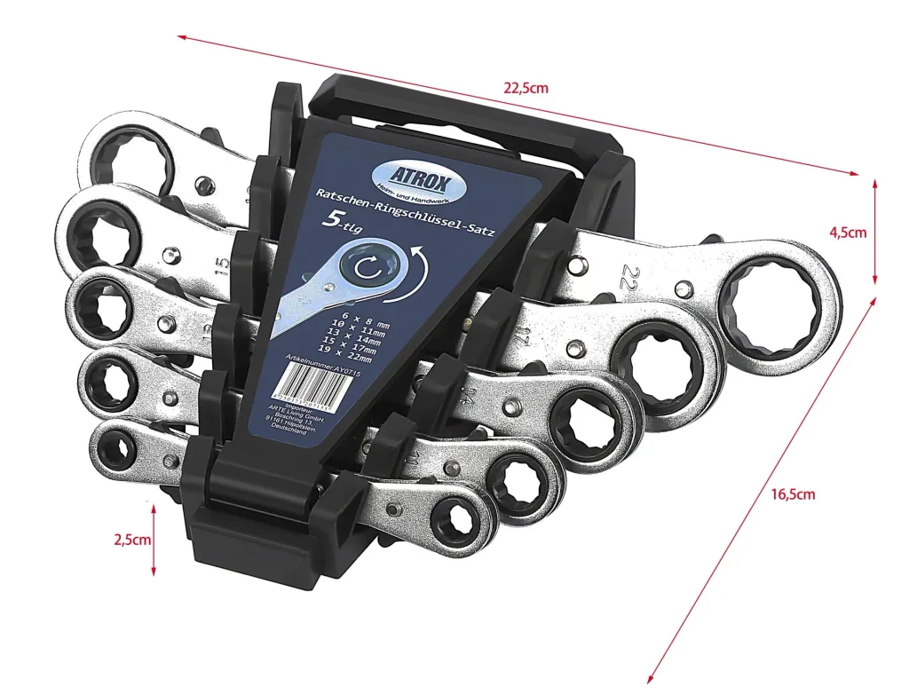 Ratchet ring spanner set 5-piece