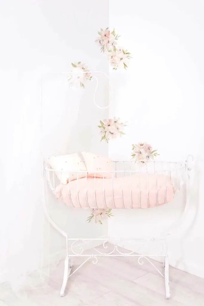 Lilipinso stickers muraux bouquet de fleurs abricot vert