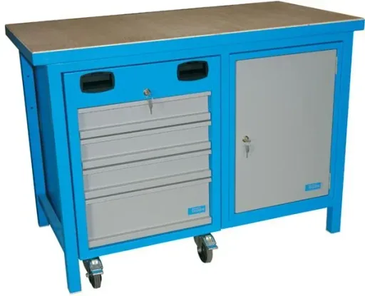 Établi 1200 SLT MULTI avec porte et conteneur roulant inférieur, verrouillable