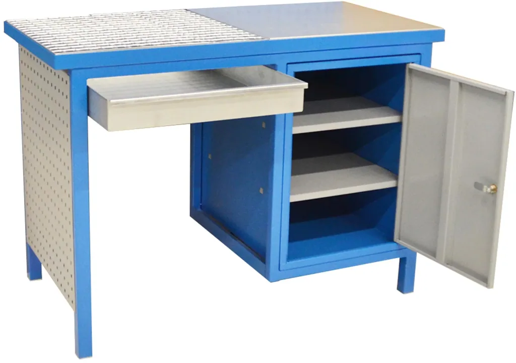 Établi de soudage SW 1200/600 porte verrouillable, grille de soudage avec bac