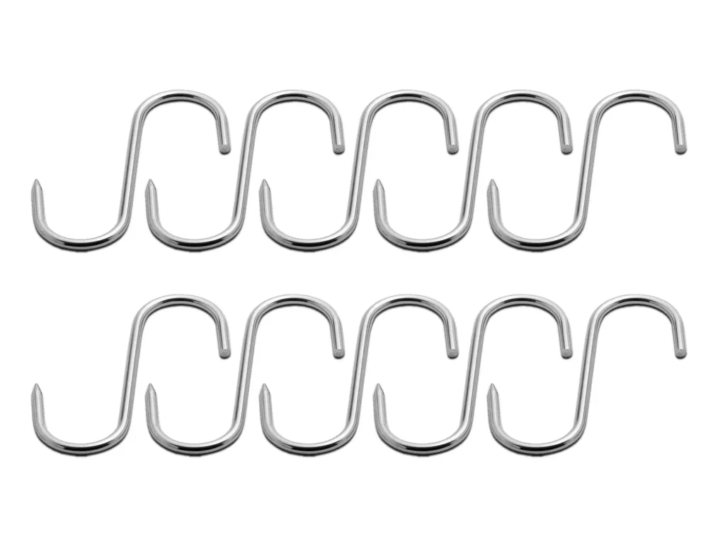 Meat hooks, stainless steel, 10 cm, 10 pieces