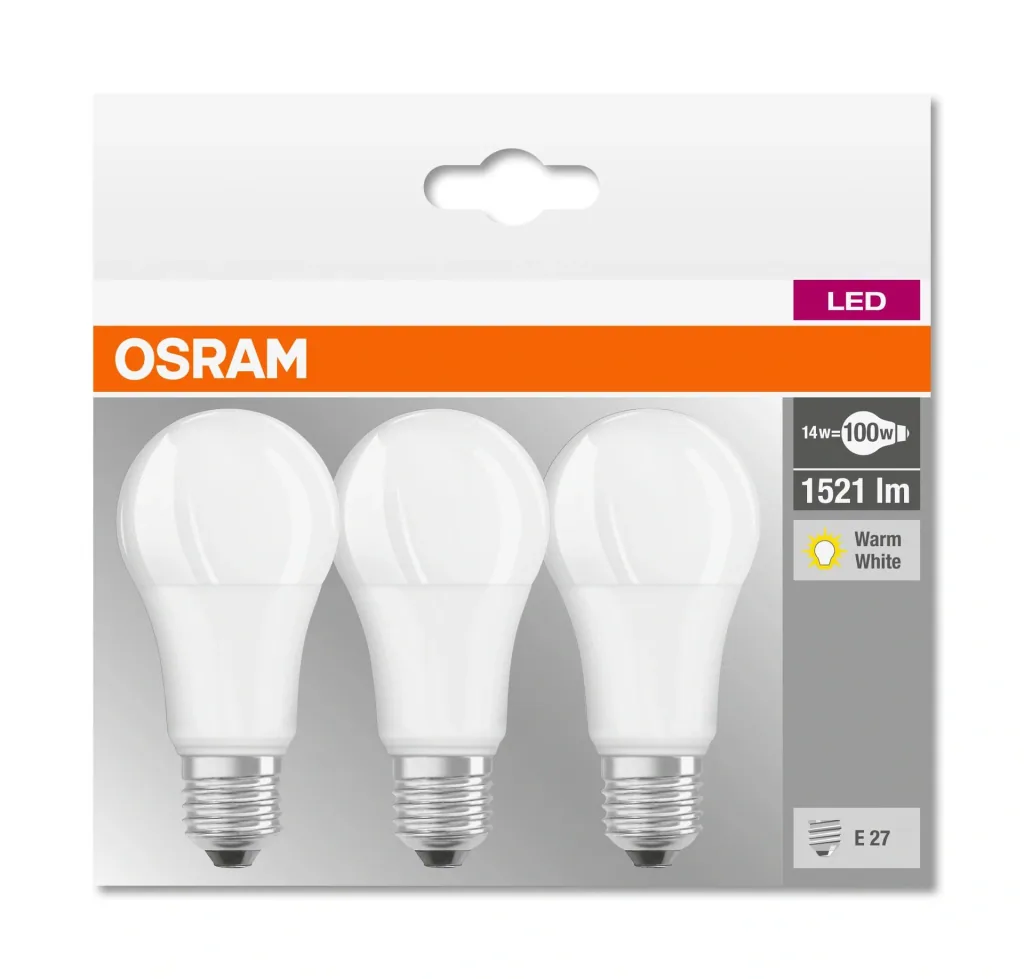 BASE RETRO SMD LED lamp with 13 watts, E27, warm white, matt - 3 pieces