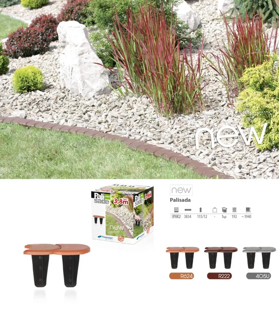 Bed edging PALISADE, terracotta - 24 pieces