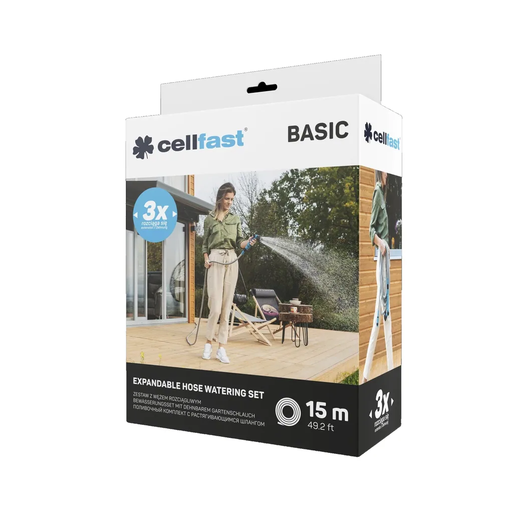 Irrigation kit with expandable garden hose BASIC 15 m