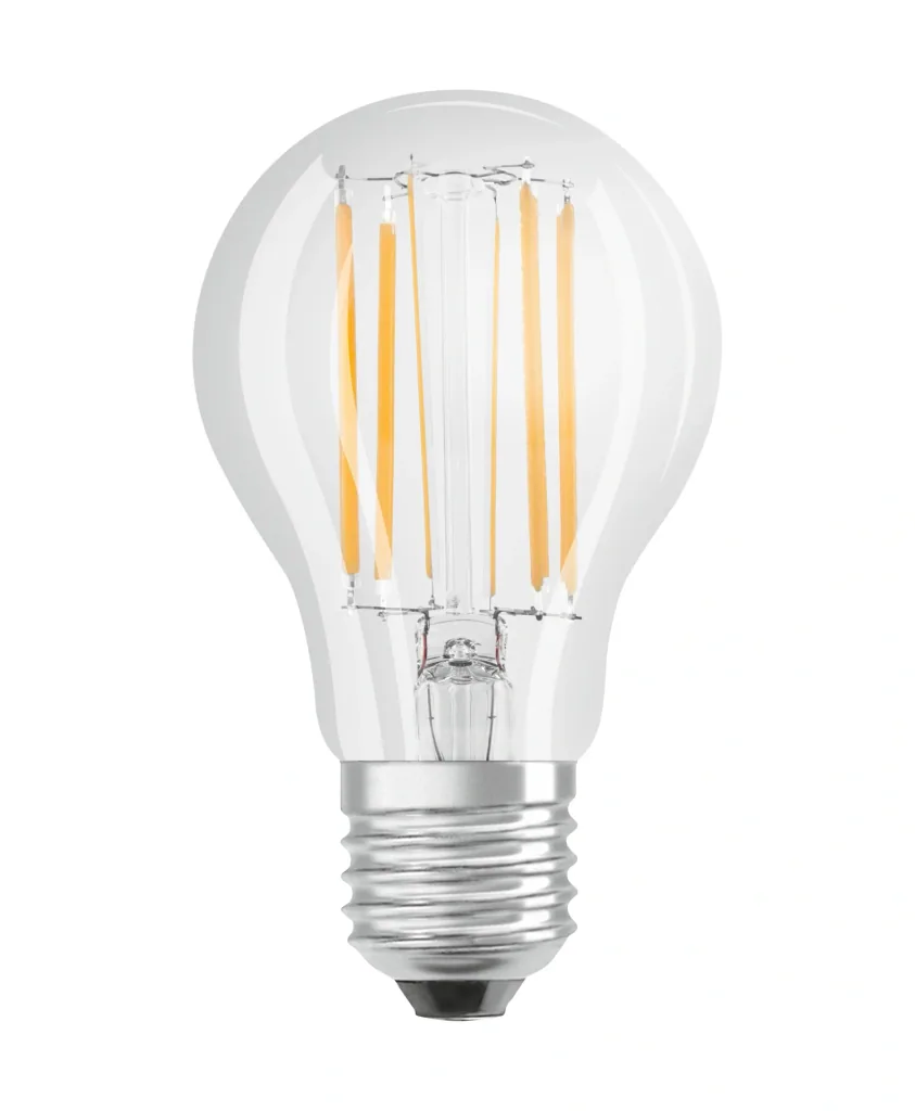 LED STAR FILAMENT lamp with 7.5 watts, E27, cool white, clear