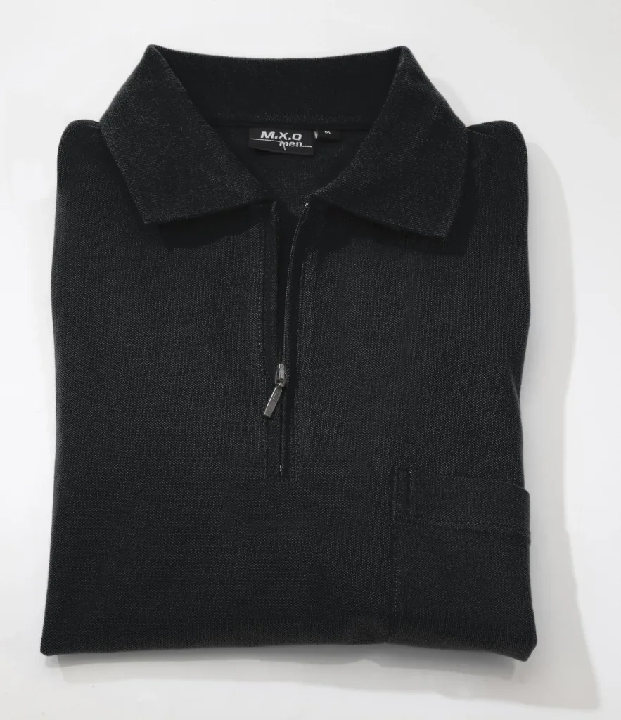 Polo shirt with zip, black, size 2XL