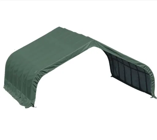 Abri de pâturage Run-In-Shed 49,64 m² vert, 670×730 cm – abri ouvert pour chevaux & bétail, résistant aux intempéries