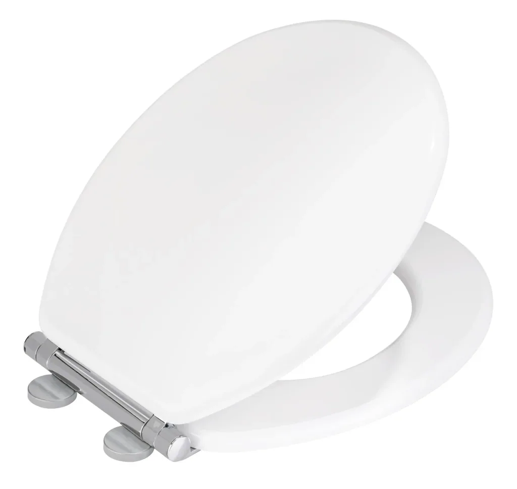 Toilet seat Morra white glossy, universal shape, made of solid MDF