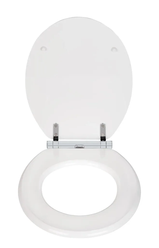 Toilet seat Morra white glossy, universal shape, made of solid MDF