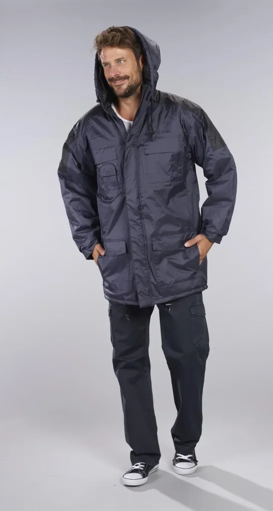 Hooded thermal parka, navy/black, size M