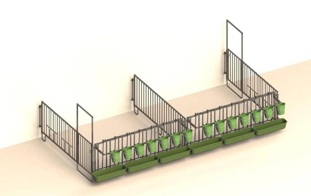 Catch grid with 5 feeding places for modular fence housing
