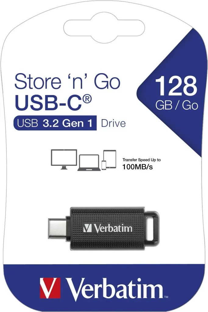 128 GB USB-C 3.2 memory stick, retractable