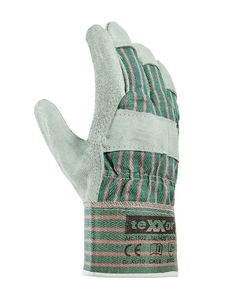Cowhide split leather gloves Taunus green/red size 10