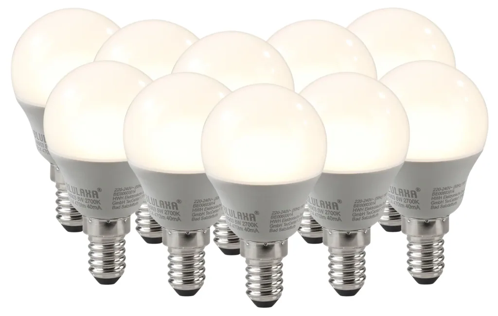 LED lamp in mini globe shape 5W, E14, 470lm, warm white - 10 pieces