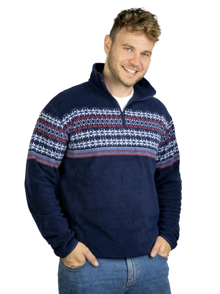 Stand-up collar fleece shirt, navy, size M