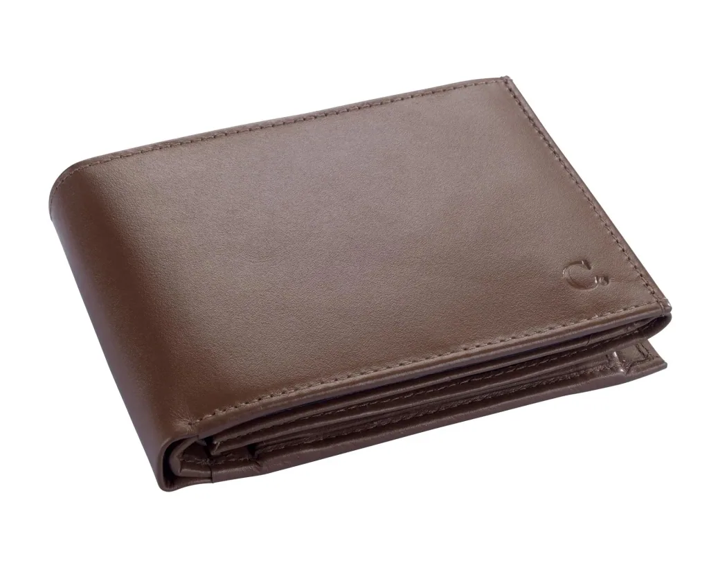 Chevirex combo wallet, 12 x 9 x 2.5 cm, genuine leather, brown